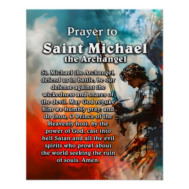 Gebet zum Heiligen Michael dem Erzengel Poster (Vorderseite)