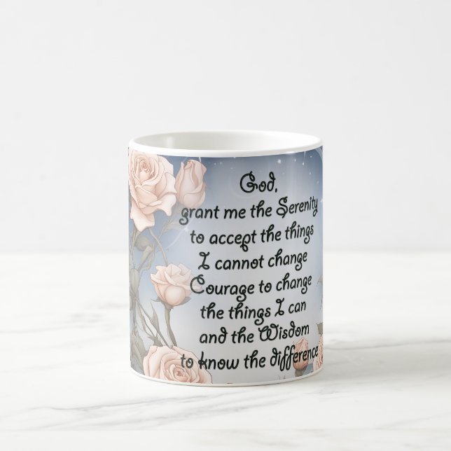 Gebete der Stille mit Blume und Rahmen Kaffeetasse (Mittel)