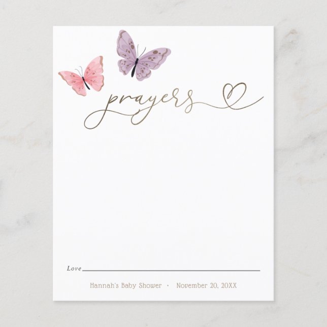 Gebete für Baby Butterfly Card (Vorderseite)
