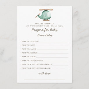 Gebete für Baby Green Helicopter Baby Dusche Begleitkarte