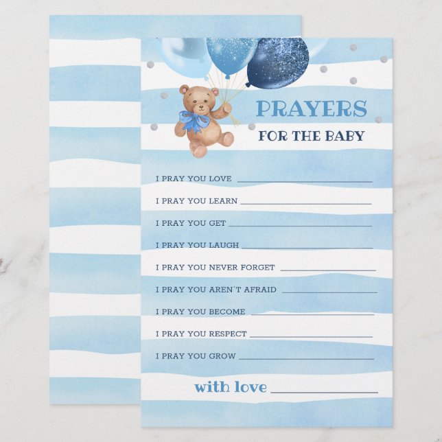 Gebete für Baby Shower Teddy Bear (Vorne/Hinten)