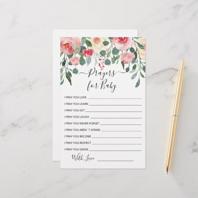 Gebete für Babydusche Party (Vorderseite/Rückseite Beispiel)