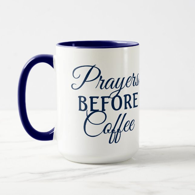"Gebete vor Kaffee" Zwei-Tone-Christliche Tasse (Links)