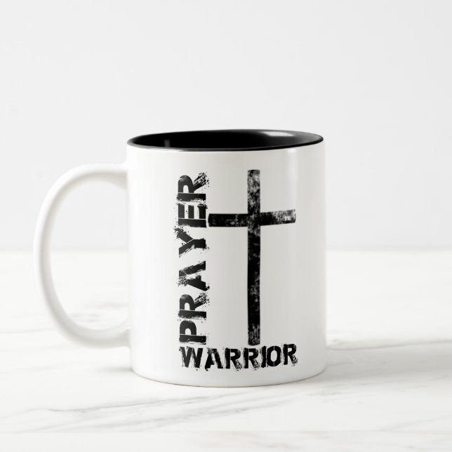 Gebets-Kriegers-Kreuz Zweifarbige Tasse (Links)