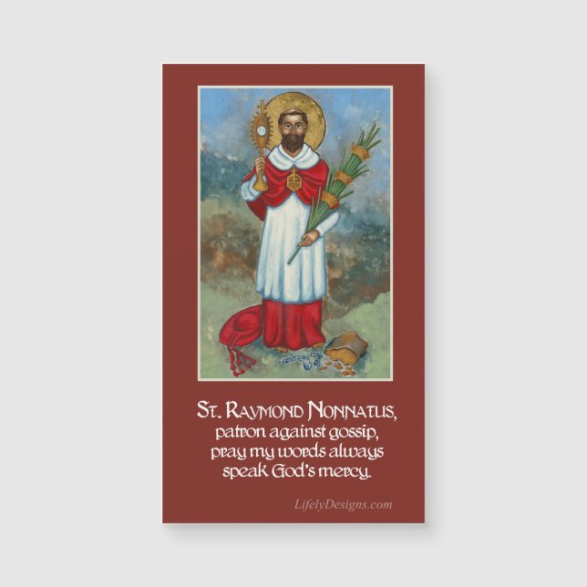 Gebets-Magnet St. Raymond Nonnatus Magnetkarte (Vorderseite)