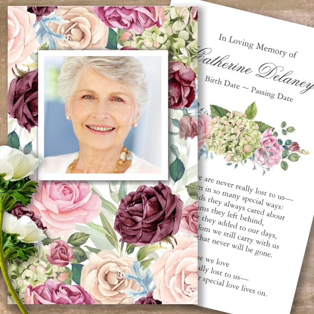 Gebetskarte | Country Rose - Deluxe Visitenkarte (Forever in our hearts, celebration of life, in loving memory of, prayer cards for bereavement)