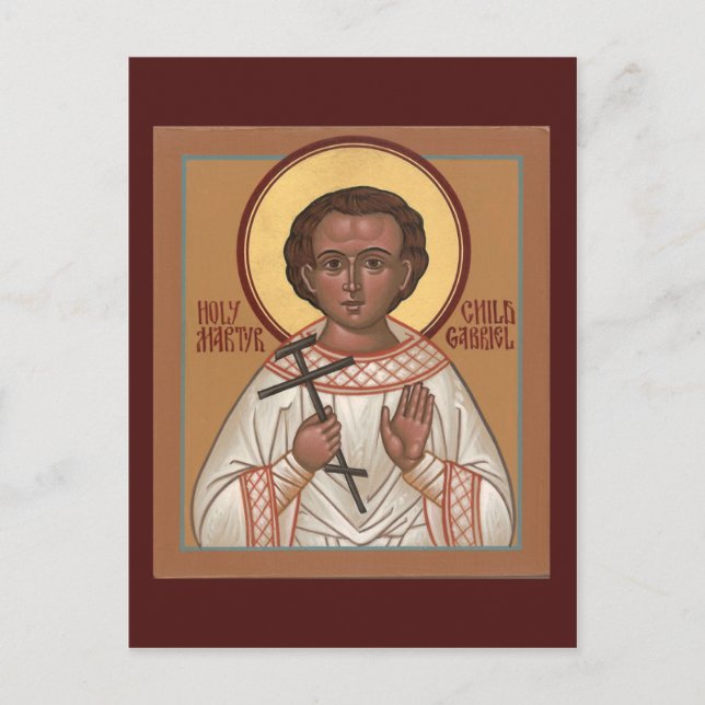 Gebetskarte des Heiligen Kindes Martyr Gabriel Postkarte (Vorderseite)
