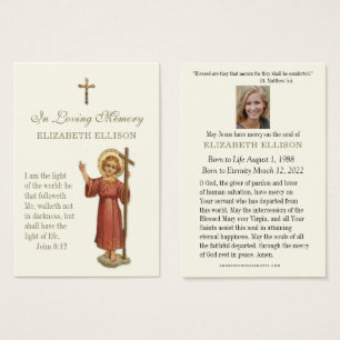 Gebetskarte für das Kind Jesus-Schrift