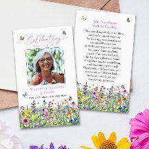Gebetskarte für helle florale Gedenkfeier