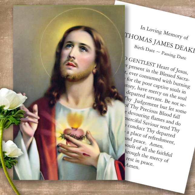Gebetskarte | Heiliges Herz Jesu (catholic, religious, celebration of life, in loving memory of, prayer cards for bereavement)