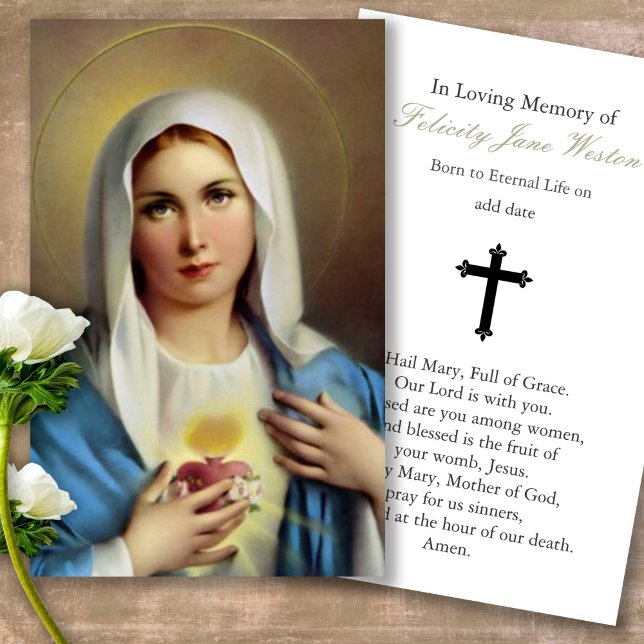Gebetskarte | Italienische Maria (catholic, religious, celebration of life, in loving memory of, prayer cards for bereavement)