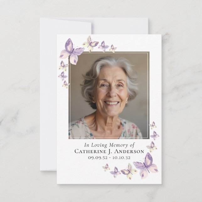 Gebetskarte | Lilac Butterflies Foto Mitteilungskarte (Vorderseite)