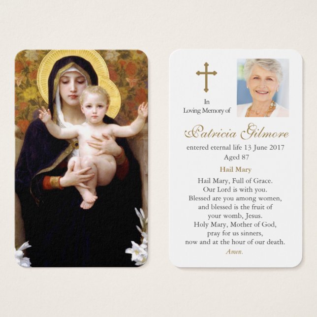 Gebetskarte | Madonna der Lilien (Vorne & Hinten)