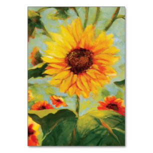 Gebetskarte mit gelbem Sonnenblumendesign Tischnummer