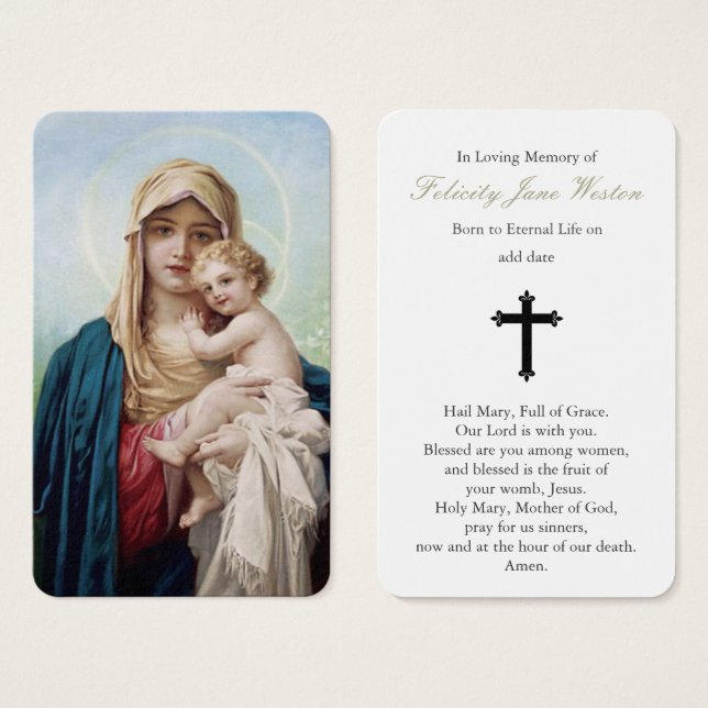 Gebetskarte | Mutter Mary & Baby Jesus (Vorne & Hinten)