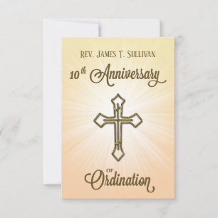 Gebetskarte Name 10. Ordination Jubiläumskreuz Dankeskarte
