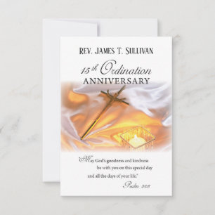 Gebetskarte Name 15. Ordination Jubiläumskreuz Dankeskarte