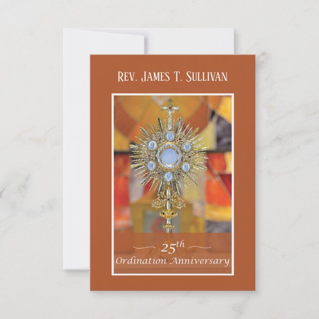 Gebetskarte Name 25. Ordination Jubiläum Host Dankeskarte (Vorderseite)