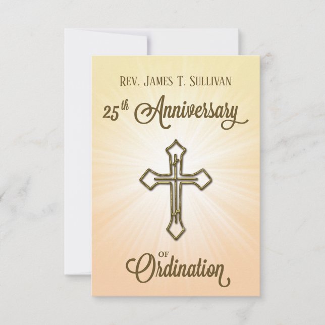 Gebetskarte Name 25. Ordination Jubiläumskreuz Dankeskarte (Vorderseite)
