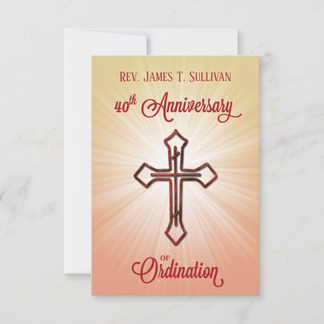 Gebetskarte Name 40. Ordination Jubiläumskreuz Dankeskarte (Vorderseite)