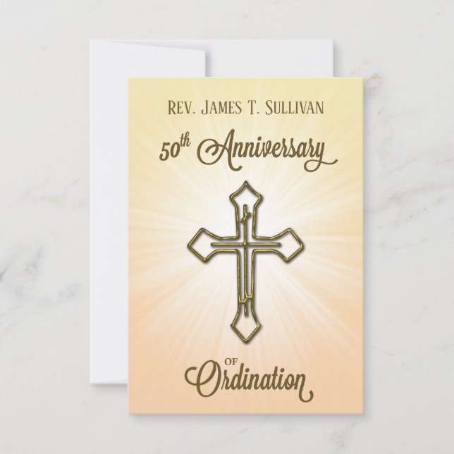 Gebetskarte Name 50. Ordination Jubiläumskreuz Dankeskarte (Vorderseite)
