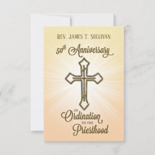Gebetskarte Name 50. Ordination Jubiläumskreuz Dankeskarte