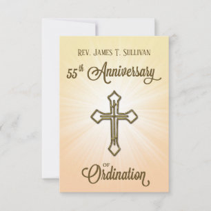 Gebetskarte Name 55. Ordination Jubiläumskreuz Dankeskarte