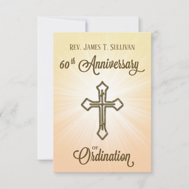 Gebetskarte Name 60. Ordination Jubiläumskreuz Dankeskarte (Vorderseite)