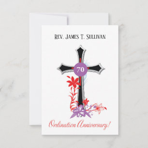 Gebetskarte Name 70. Ordination Jubiläum Schwarz Dankeskarte