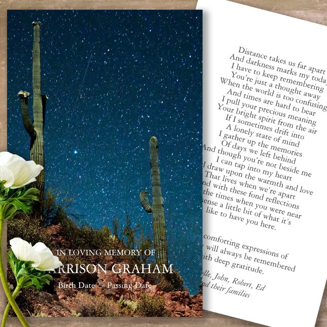 Gebetskarte | Night Sky - Deluxe Visitenkarte (sunset, sunrise, night sky, celebration of life, in loving memory of, prayer cards for bereavement)