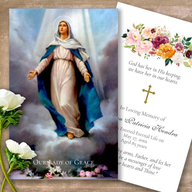Gebetskarte | Our Lady - Deluxe Visitenkarte (catholic, religious, celebration of life, in loving memory of, prayer cards for bereavement)