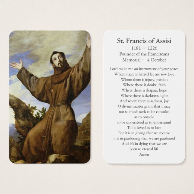 Gebetskarte | St. Francis von Assisi 01 (Vorne & Hinten)