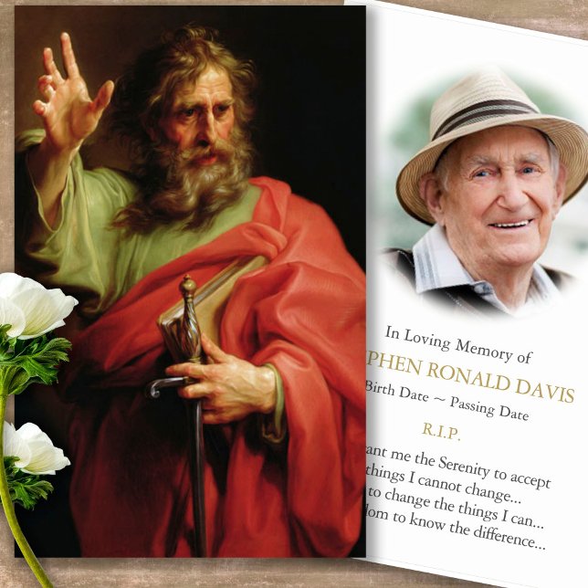 Gebetskarte | St. Paul & Foto Visitenkarte (catholic, religious, celebration of life, in loving memory of, prayer cards for bereavement)