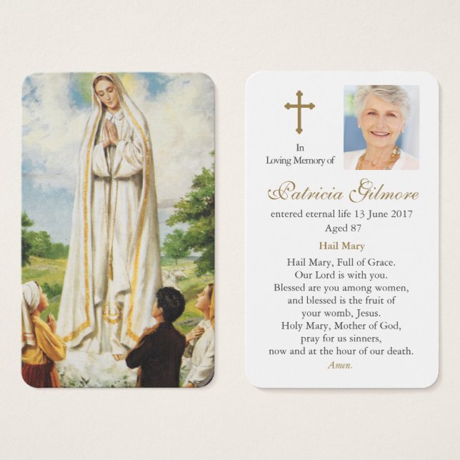 Gebetskarte | Unsere Dame von Fatima (Vorne & Hinten)
