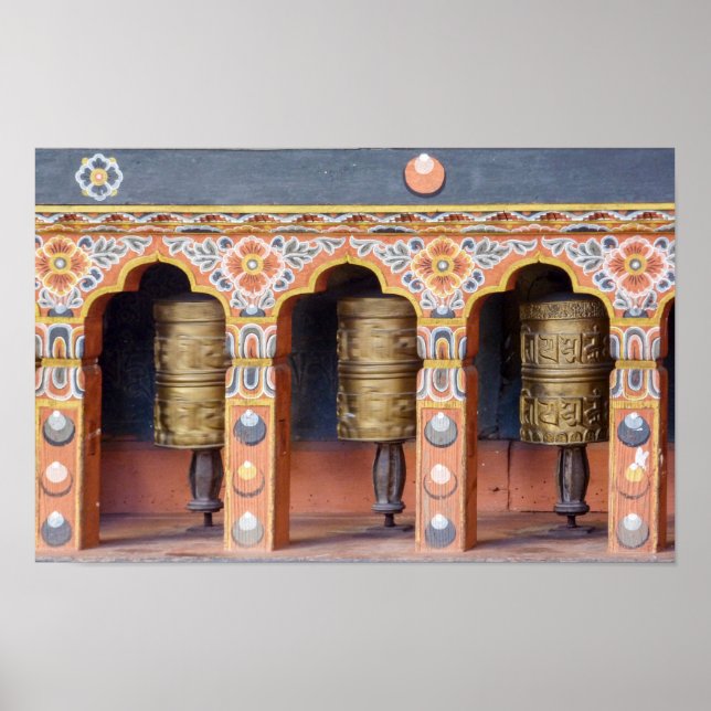 Gebetsmühlen - Bhutan Poster (Vorne)