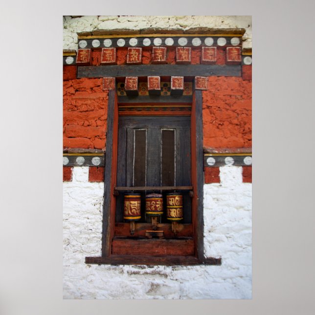 Gebetsräder im Tempel Poster (Vorne)