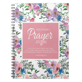 Gebetszeitung Pink Lila Blue Floral Weiß Notizblock