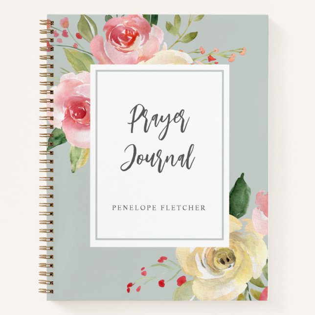 Gebetszeitung Watercolor Bright Blooms Notizbuch (Vorderseite)