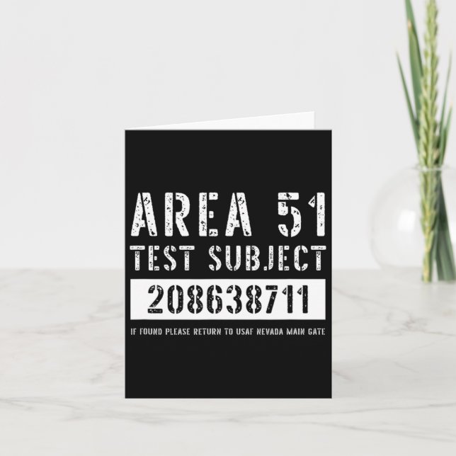 Gebiet 51 Prüfgegenstand 8711 Alien Entführung Hal Karte (Vorderseite)