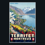 Gebiet, Montreux, Schweiz Vintage Travel Poster<br><div class="desc">Reproduktion eines Art-Déco-Posters von Johannes Emil Müller,  der den Tourismus in der Ferienregion Territet zwischen Montreux und Veytaux am Ufer des Genfer Sees,  Schweiz,  fördert. Digital renoviert,  um die Originalfarben noch besser herauszubringen und so viele Unvollkommenheiten wie möglich zu beheben.</div>