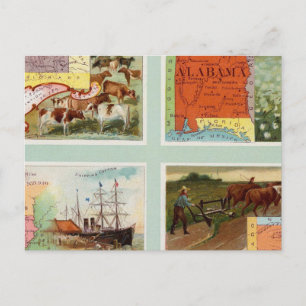 Gebiet Wyoming, Alabama, Louisiana, Kansas Postkarte