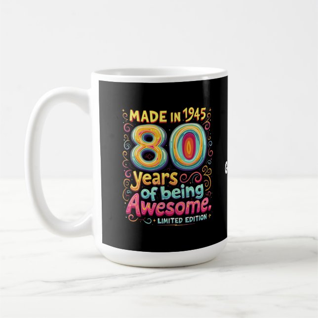 Gebildet 1945, 80 Jahre Phantastisch Kaffeetasse (Links)