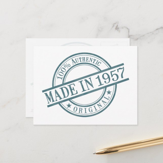 Gebildet 1957 Briefmarke-Logo für das Geburtsjahr Postkarte (Vorderseite/Rückseite Beispiel)