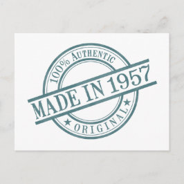 Gebildet 1957 Briefmarke-Logo für das Geburtsjahr Postkarte