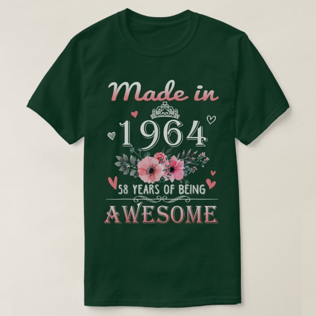 Gebildet 1964 Blumenkohl 58 Jahre alt 58. Geburtst T-Shirt (Design vorne)