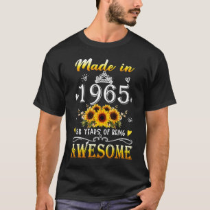 Gebildet 1965 Sonnenblume 58. b. Tag 58 Jahre Bein T-Shirt