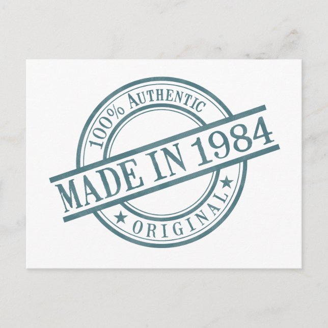 Gebildet 1984 Briefmarke-Logo für die Runde Gummi  Postkarte (Vorderseite)