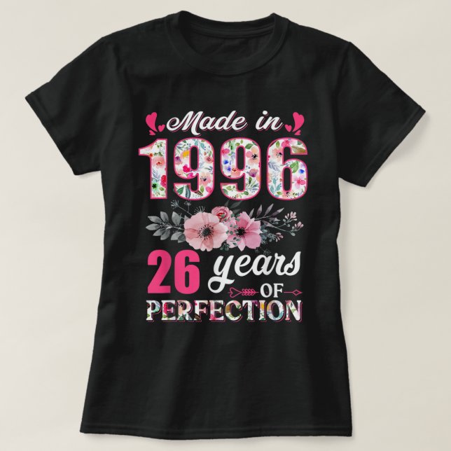 Gebildet 1996 florales 26-jähriges 26-jähriges Ges T-Shirt (Design vorne)