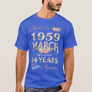 Gebildet im März 1959 floral 64 Jahre Phantastisch T-Shirt