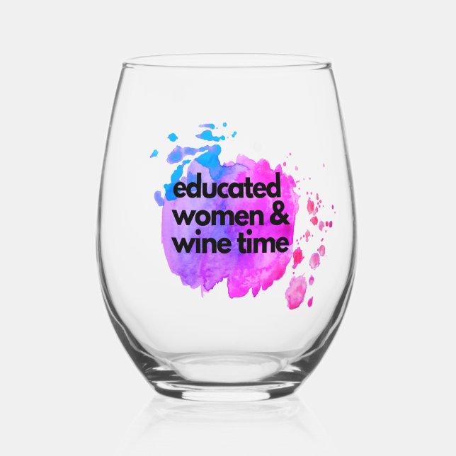 Gebildete Frauen und Zeitglas Weinglas Ohne Stiel (Vorderseite)